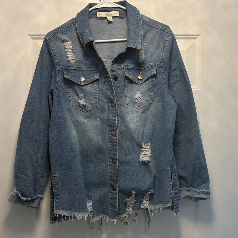 Distressed Blue Denim Jean Jacket